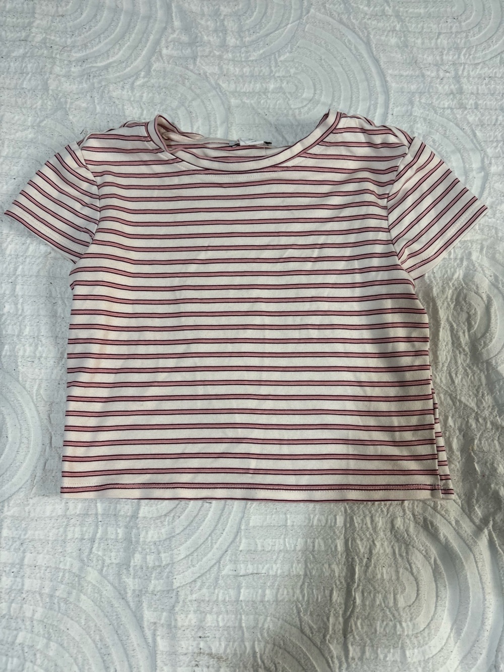 Sundry Pink and White Horizontal Stripe Short Sleeve Tee